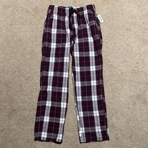 Men's Plaid Lounge Pants - Burgundy and White